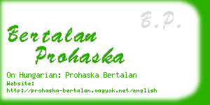 bertalan prohaska business card